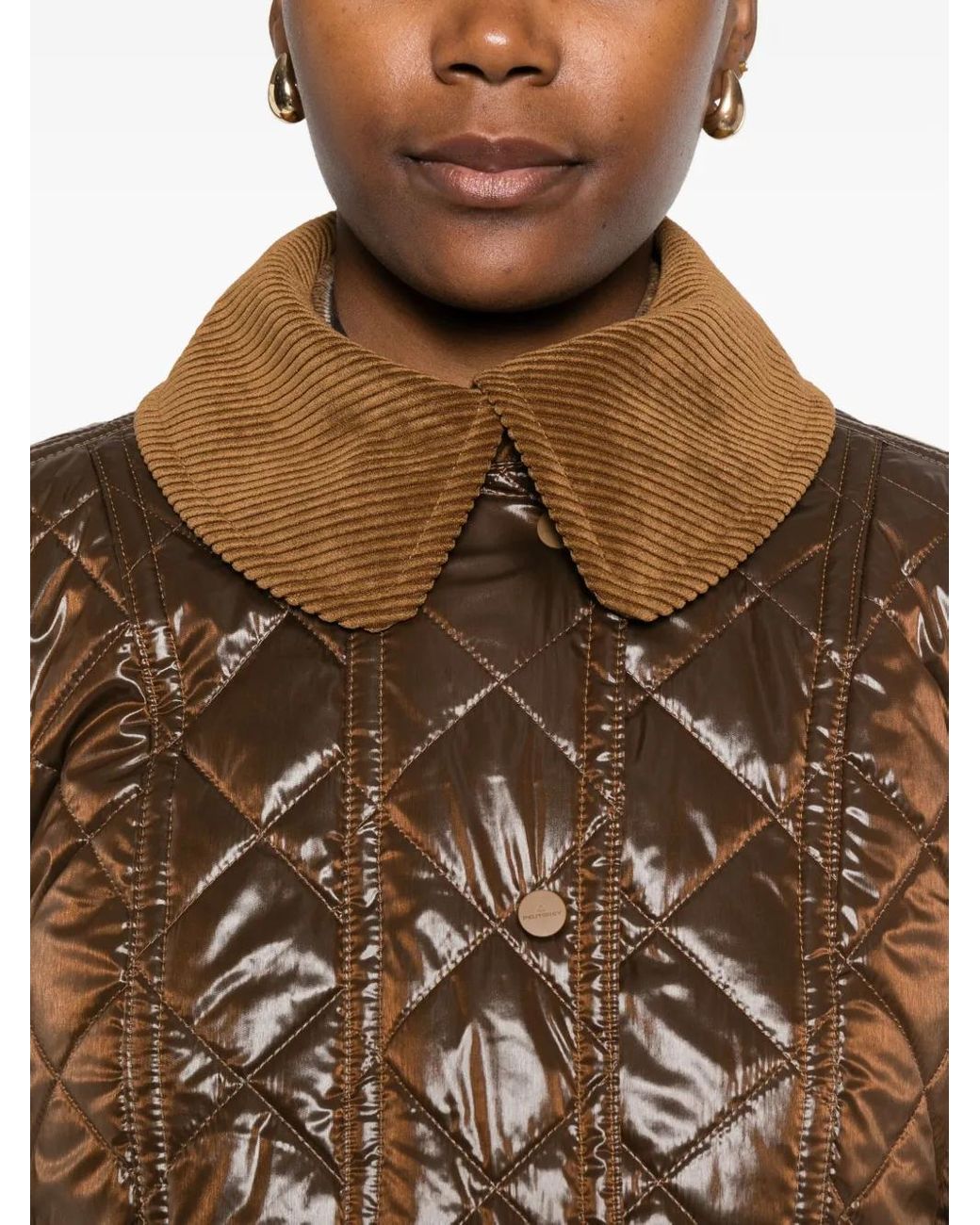 Peuterey Brown Quilted Corduroy-Collar Jacket