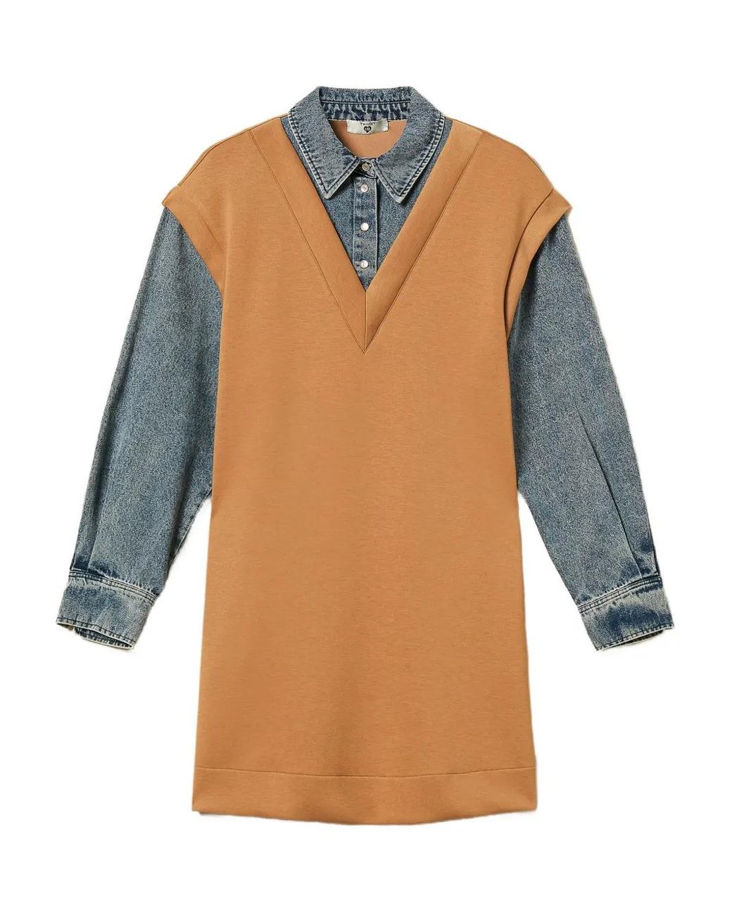 Twinset Blue Denim-Sleeved Mini Dress