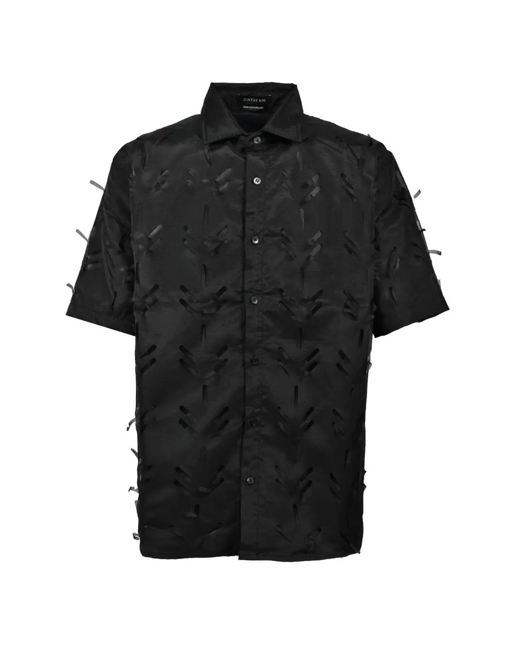 JUNTAE KIM Black Layered Laser-Cut Shirt for men