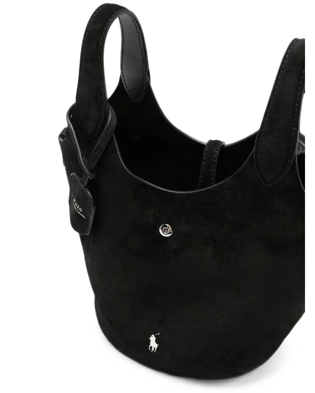 Polo Ralph Lauren Black Suede Tote Bag Calf