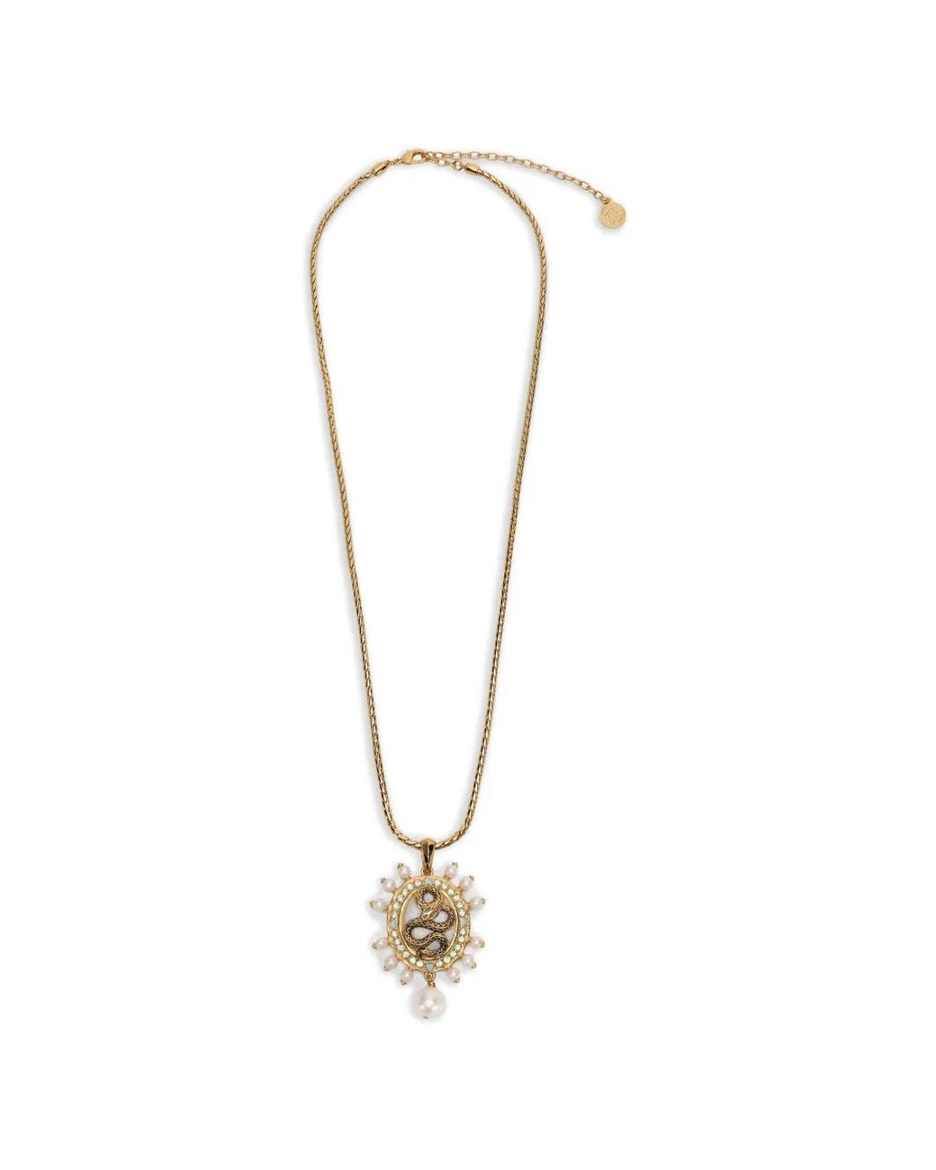 Roberto Cavalli White Snake-Pendant Necklace