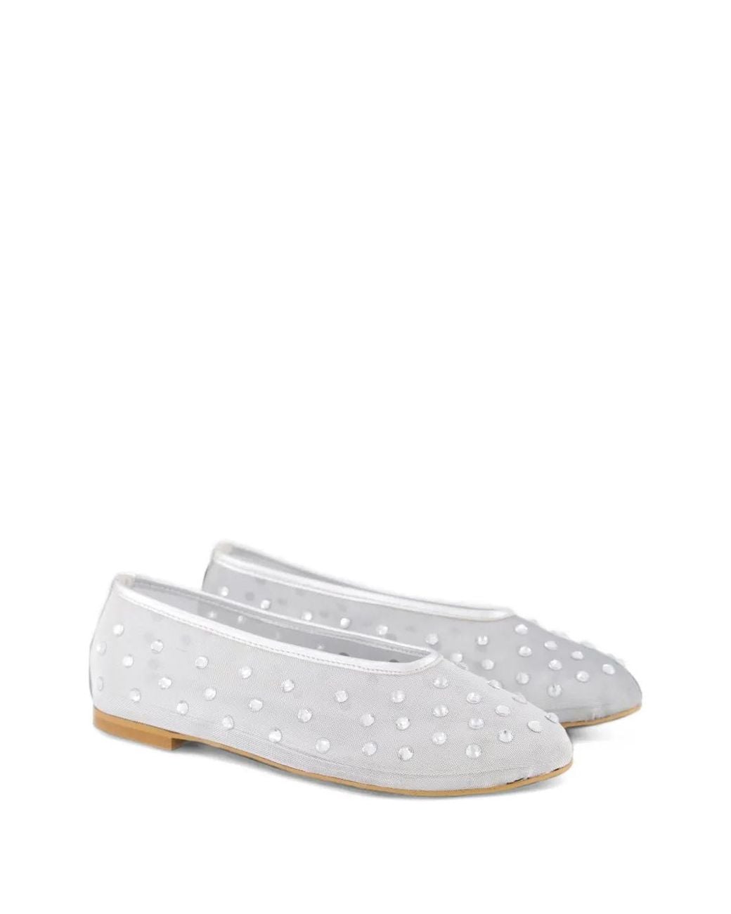 Toral Shoes White Crystal-Embellished Mesh Ballet Flats