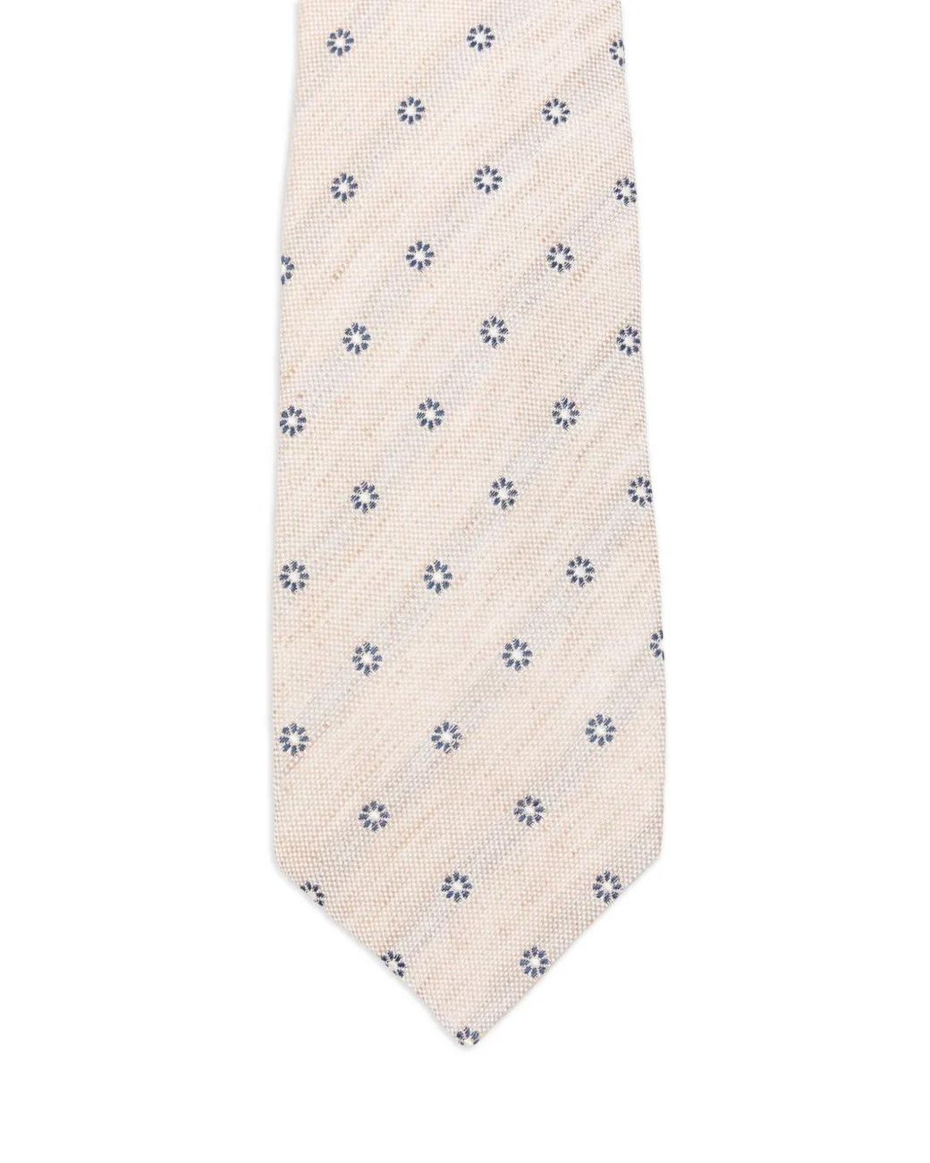 Barba Napoli White Floral-Pattern Tie for men