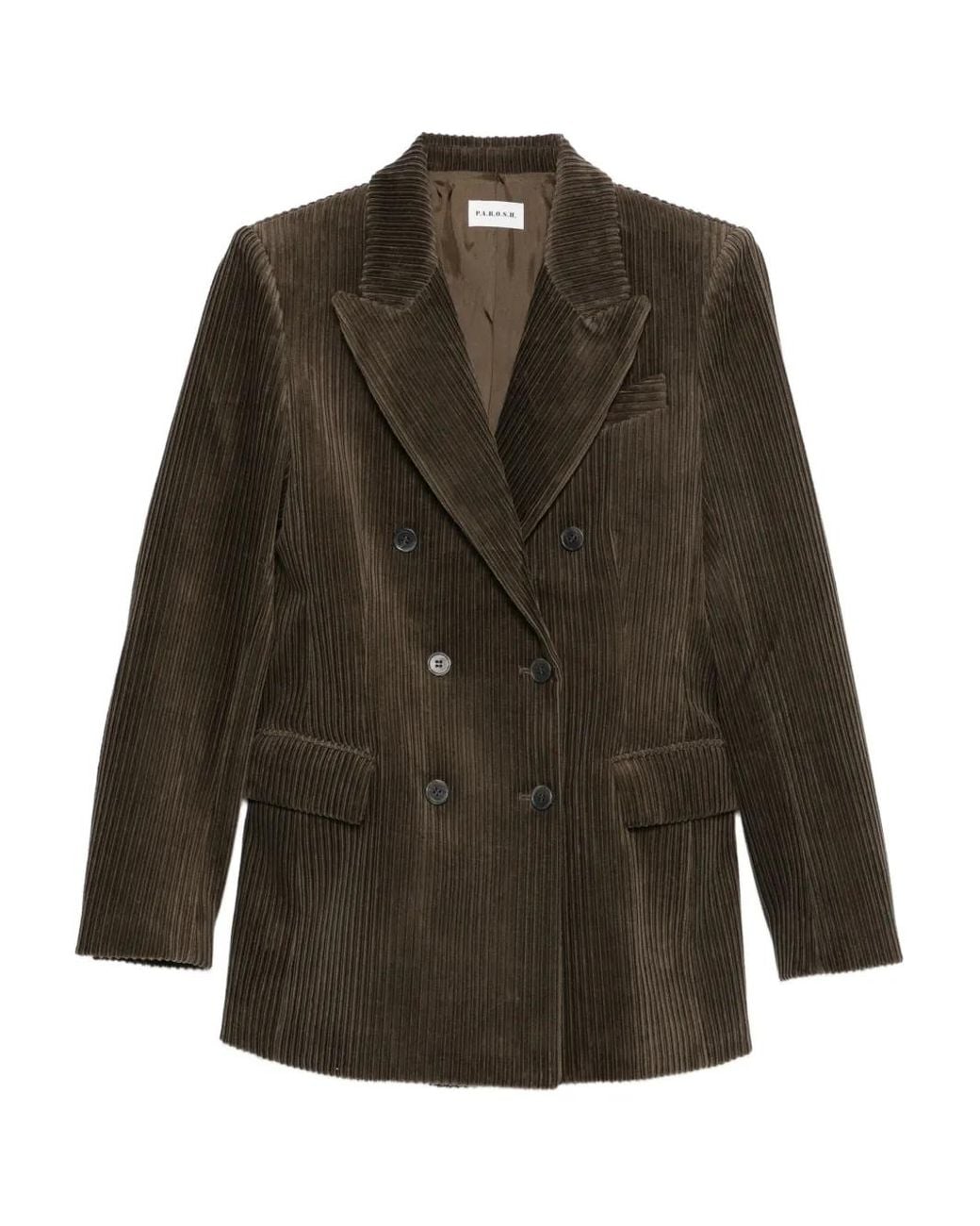 P.A.R.O.S.H. Ribfluwelen Blazer in het Green