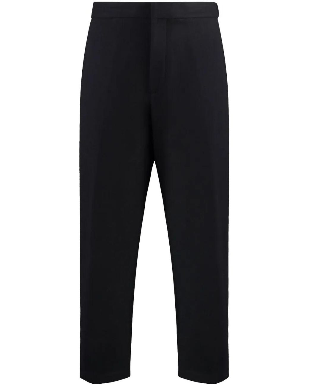 Jil Sander Blue Cropped-Leg Wool Flannel Trousers for men