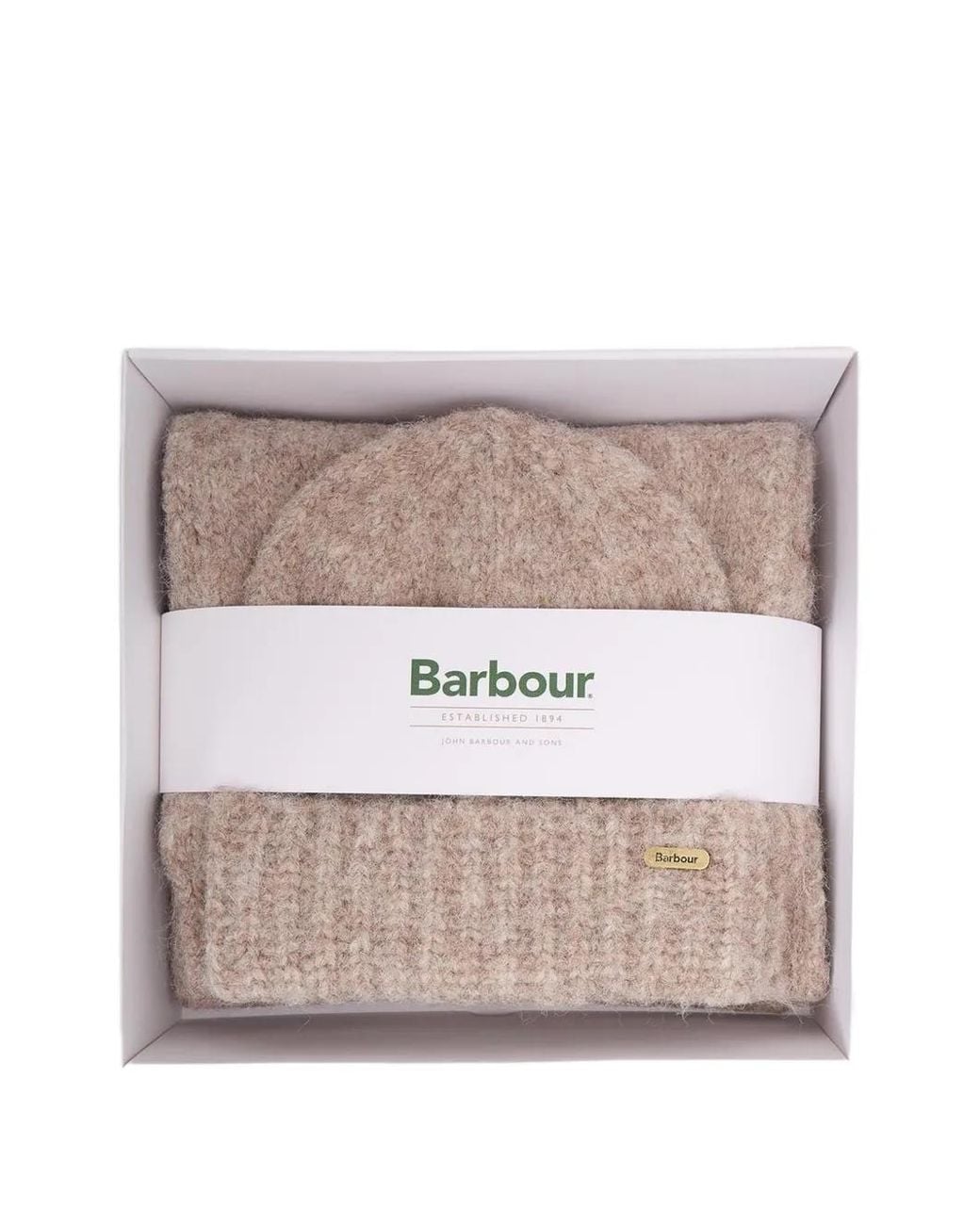 Barbour Natural Emmie Beanie And Scarf Set