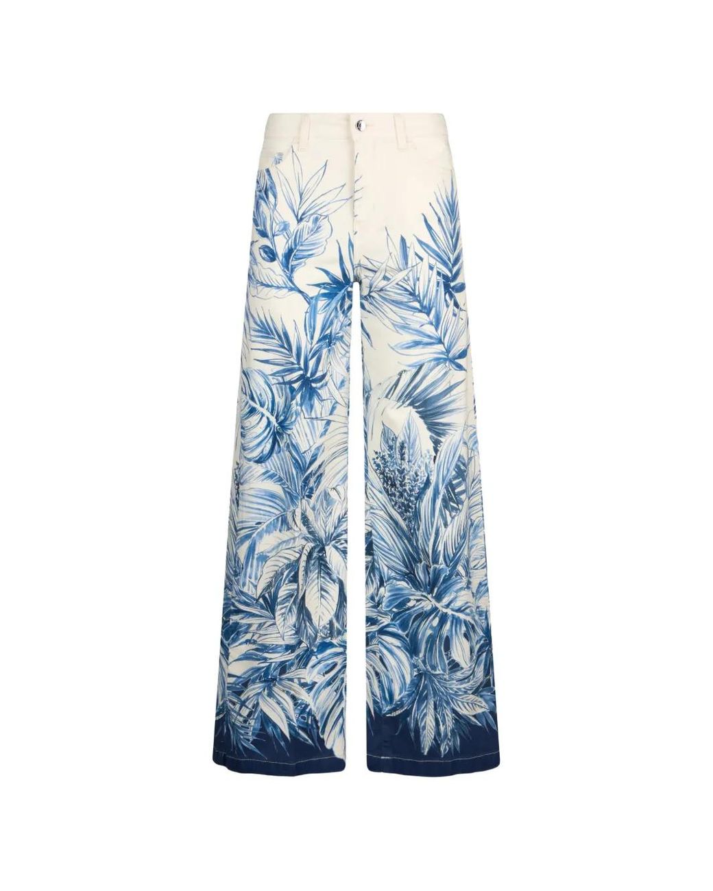 Liu Jo Blue Flared Printed Trousers