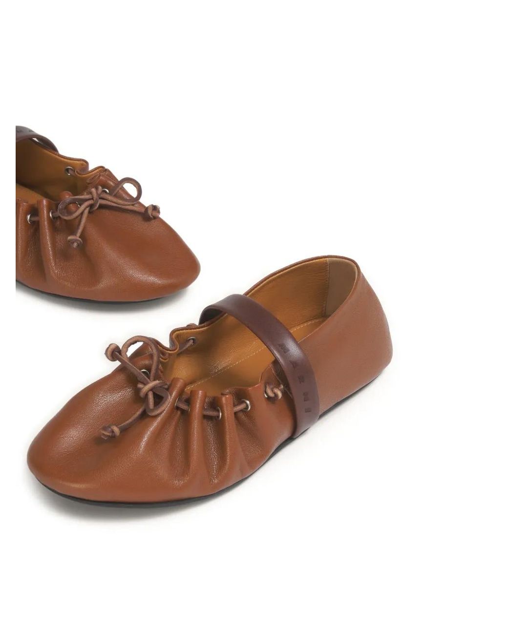 Marni Brown Leather Mary Jane Soft Ballerinas