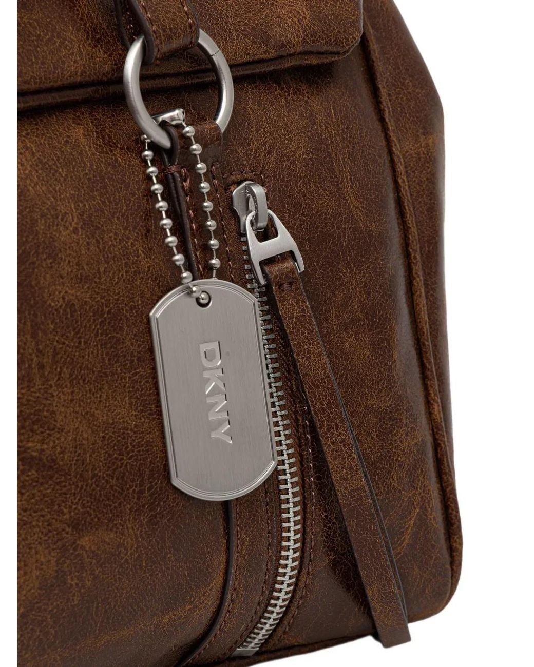 DKNY Brown Chain-Detail Zip-Fastening Tote Bag