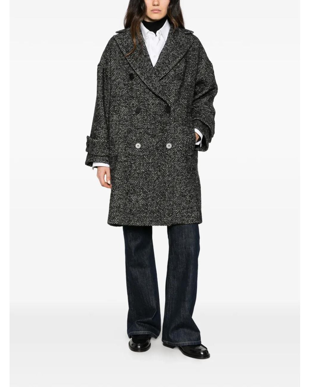 Antonelli Gray Manteau Croisé À Chevrons