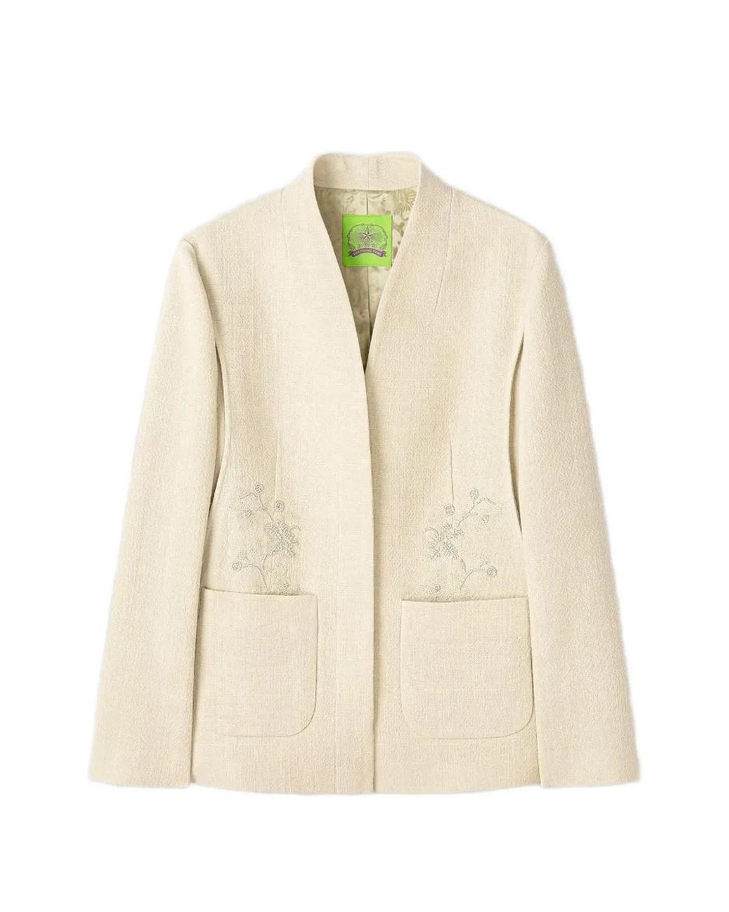 Shanghai Tang Natural Blazer À Poches Ornées De Perles