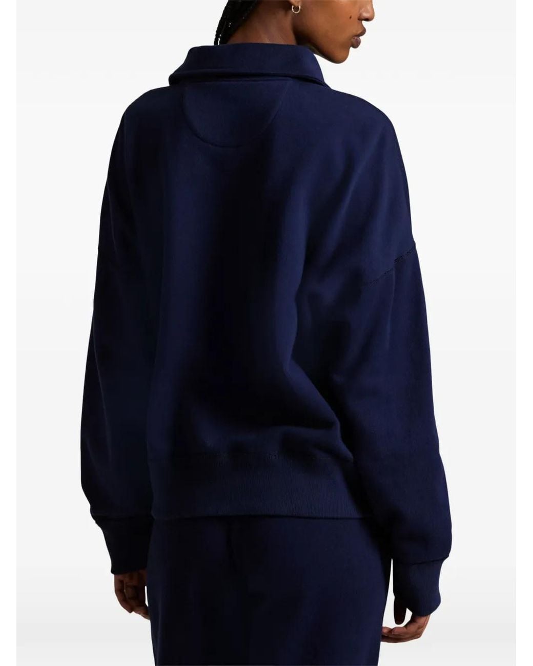 Polo Ralph Lauren Blue Quarter-Zip Logo-Embroidered Sweatshirt