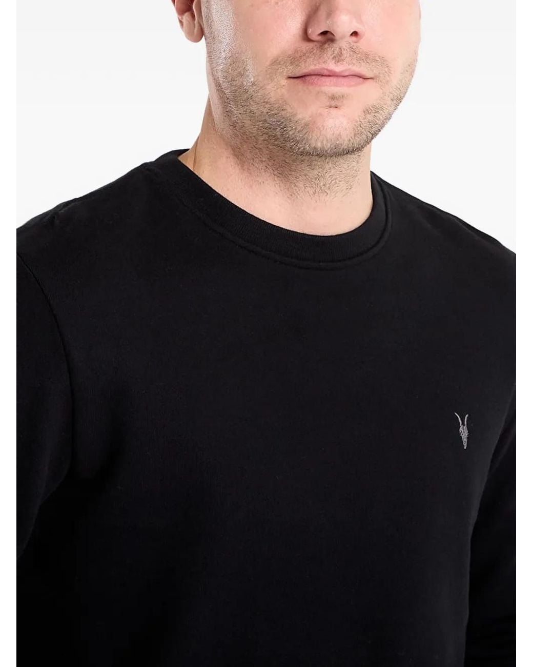 AllSaints Black Raven Logo-Embroidered Sweatshirt for men