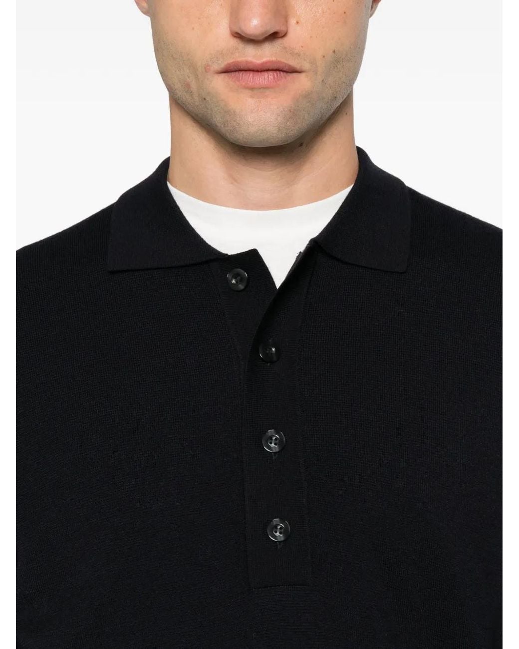Low Brand Black Long-Sleeve Polo Shirt for men