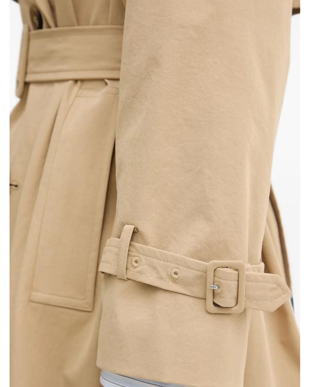 Benetton Natural Double-Breasted Belted Trench Coat