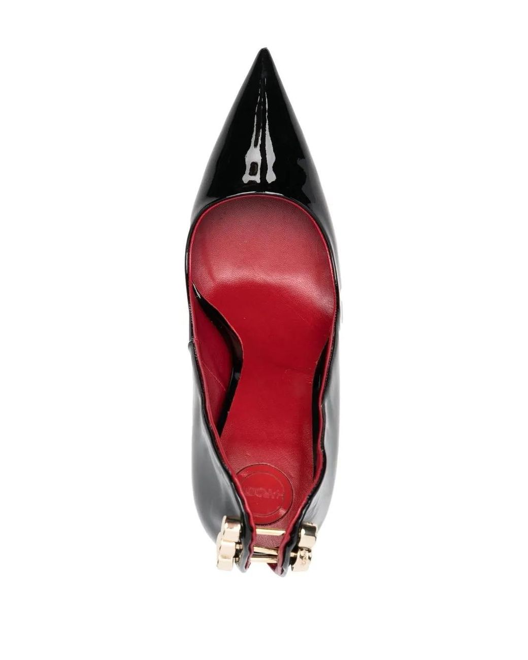 HARDOT Black 110Mm Bar-Detail Patent Leather Pumps