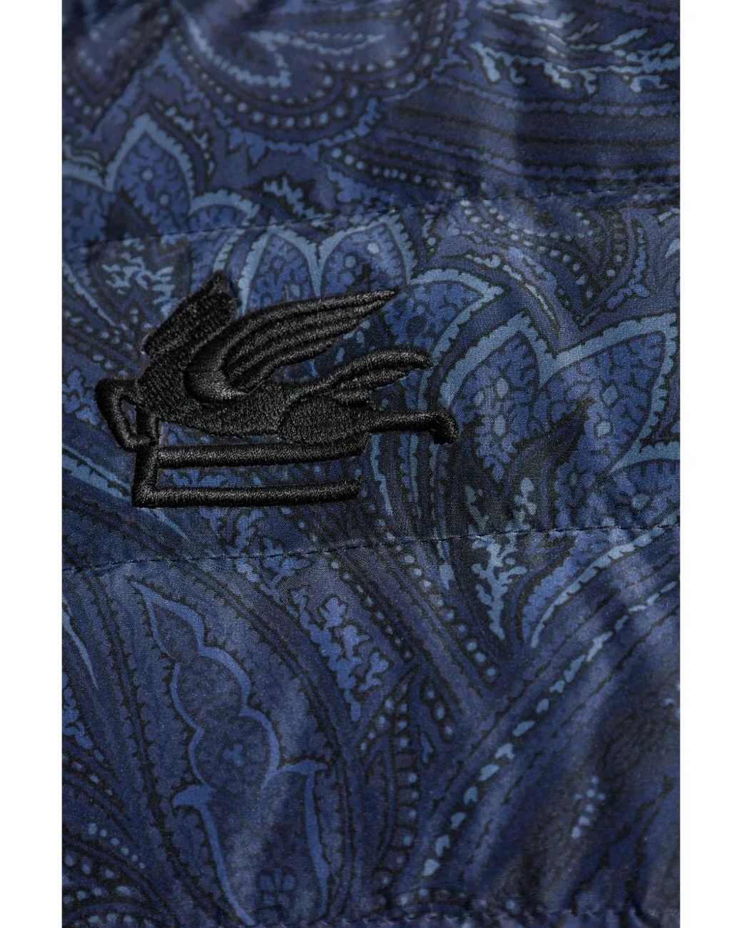 Etro Blue Paisley-Print Padded Waistcoat for men