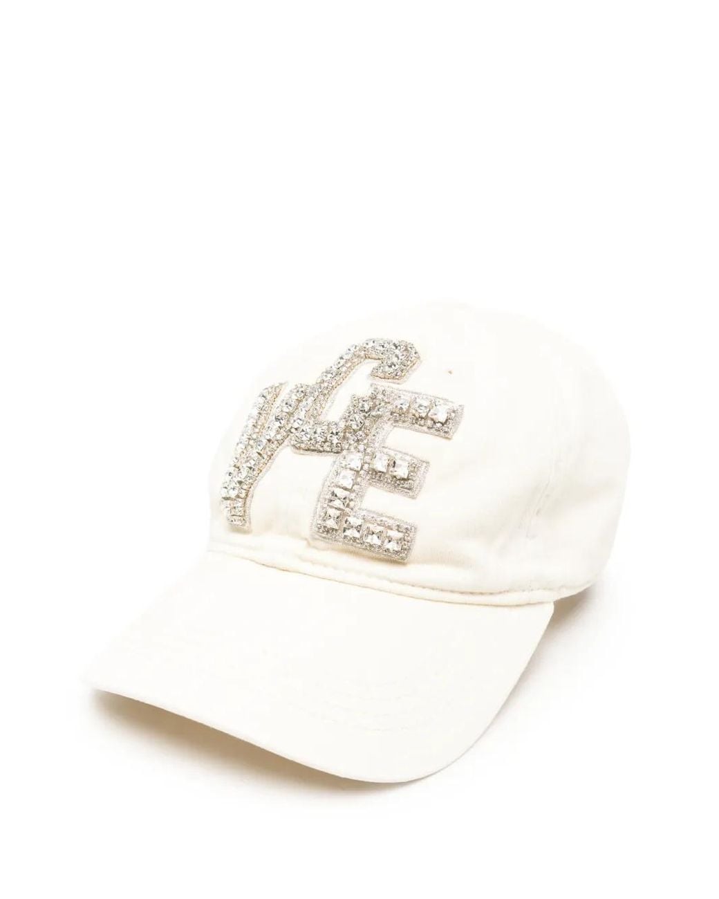 Golden Goose Deluxe Brand White Crystal-Embellished Logo-Patch Cap
