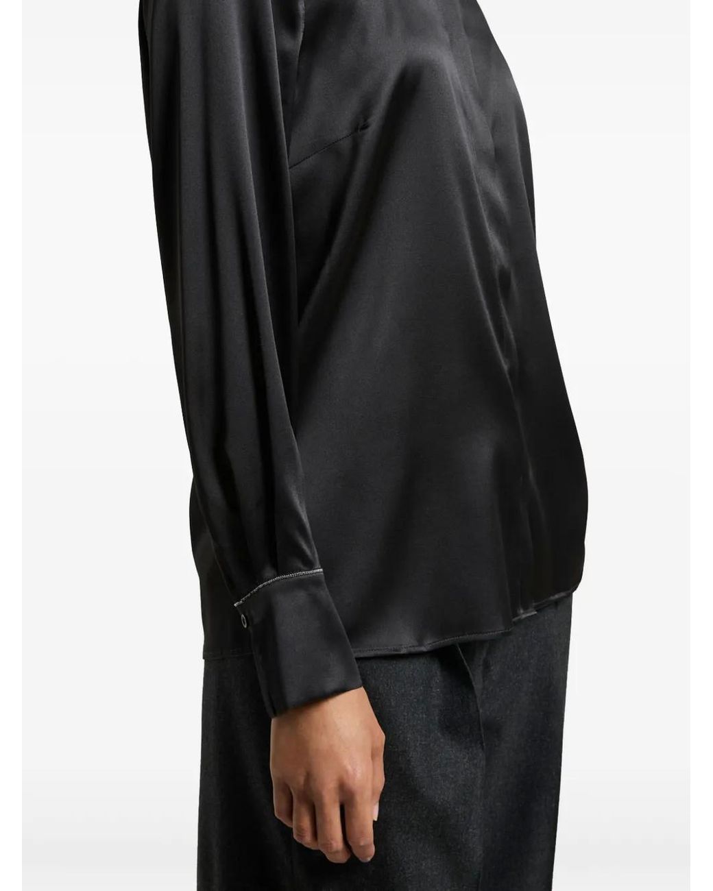 Peserico Top Met Hoge Hals En Korte Mouwen in het Black