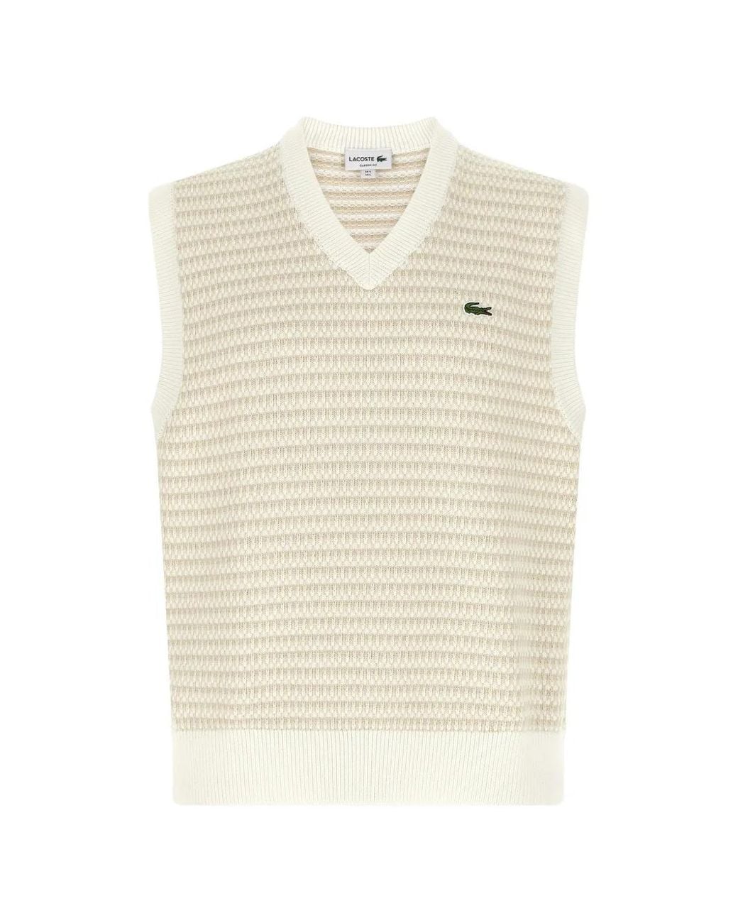 Lacoste White Logo-Patch V-Neck Vest for men