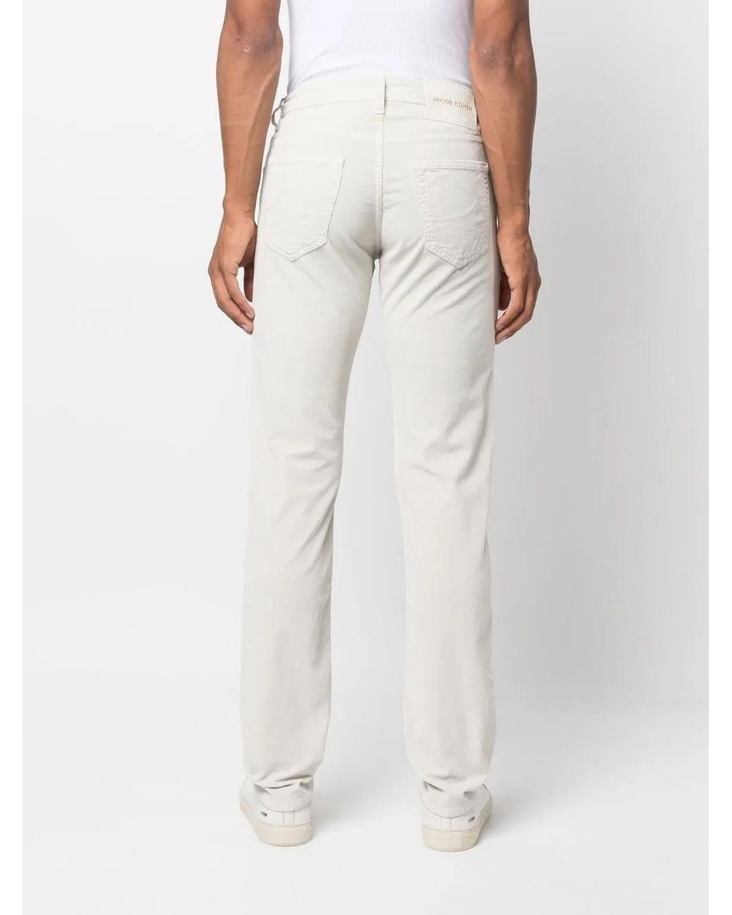 Jacob Cohen White Corduroy Straight-Leg Jeans for men