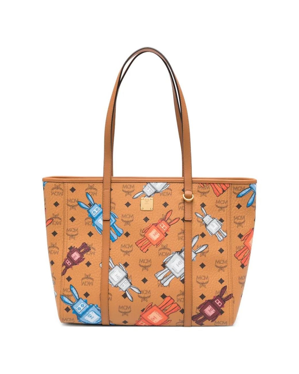 MCM Orange Medium Toni Logo-Detail Tote Bag