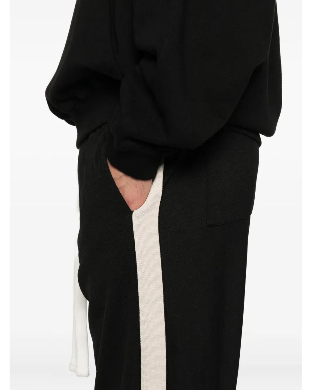 Cole Buxton Black Stripe Drawstring Trousers for men