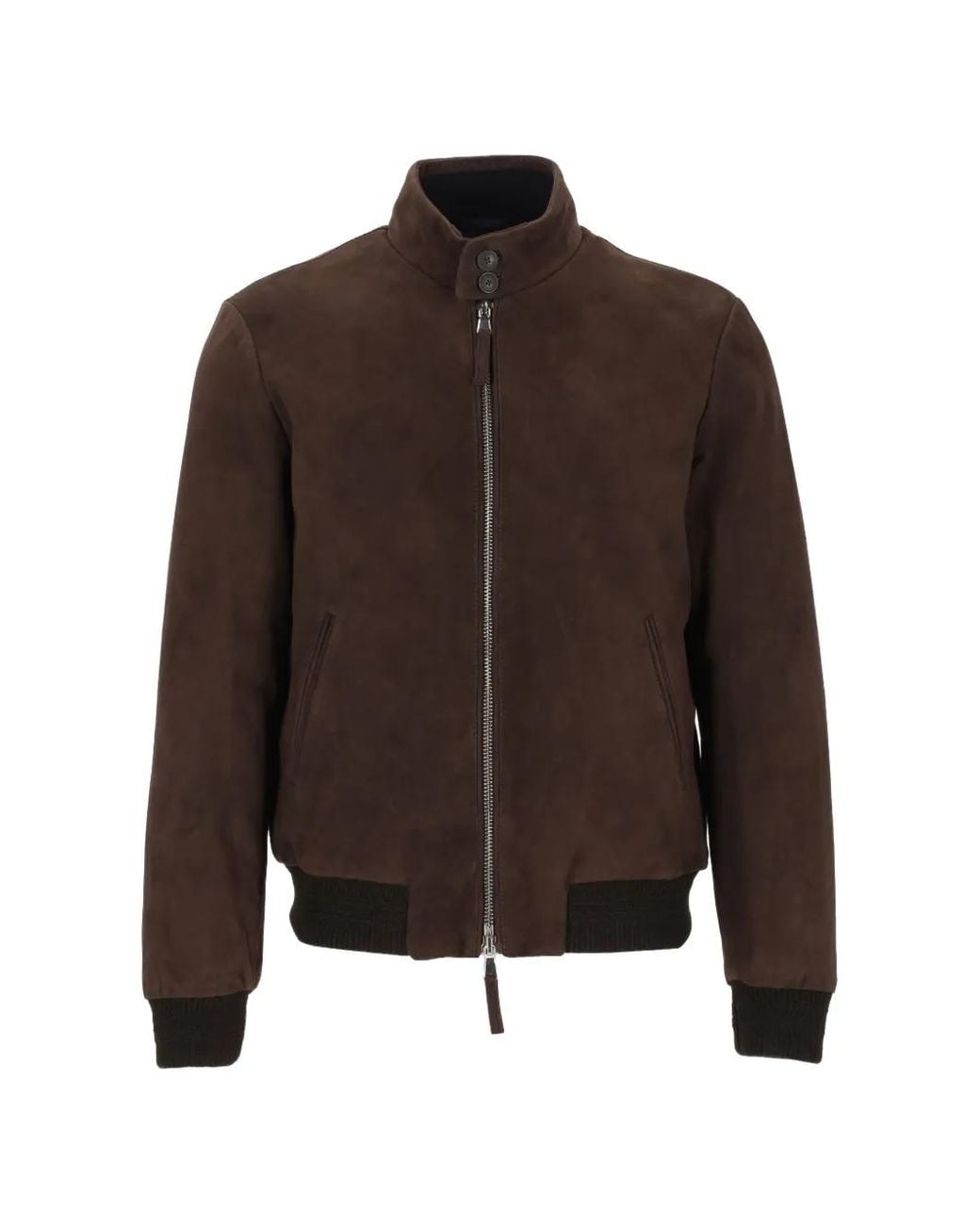 Al Duca D'aosta Brown Zip-Up Suede Jacket for men
