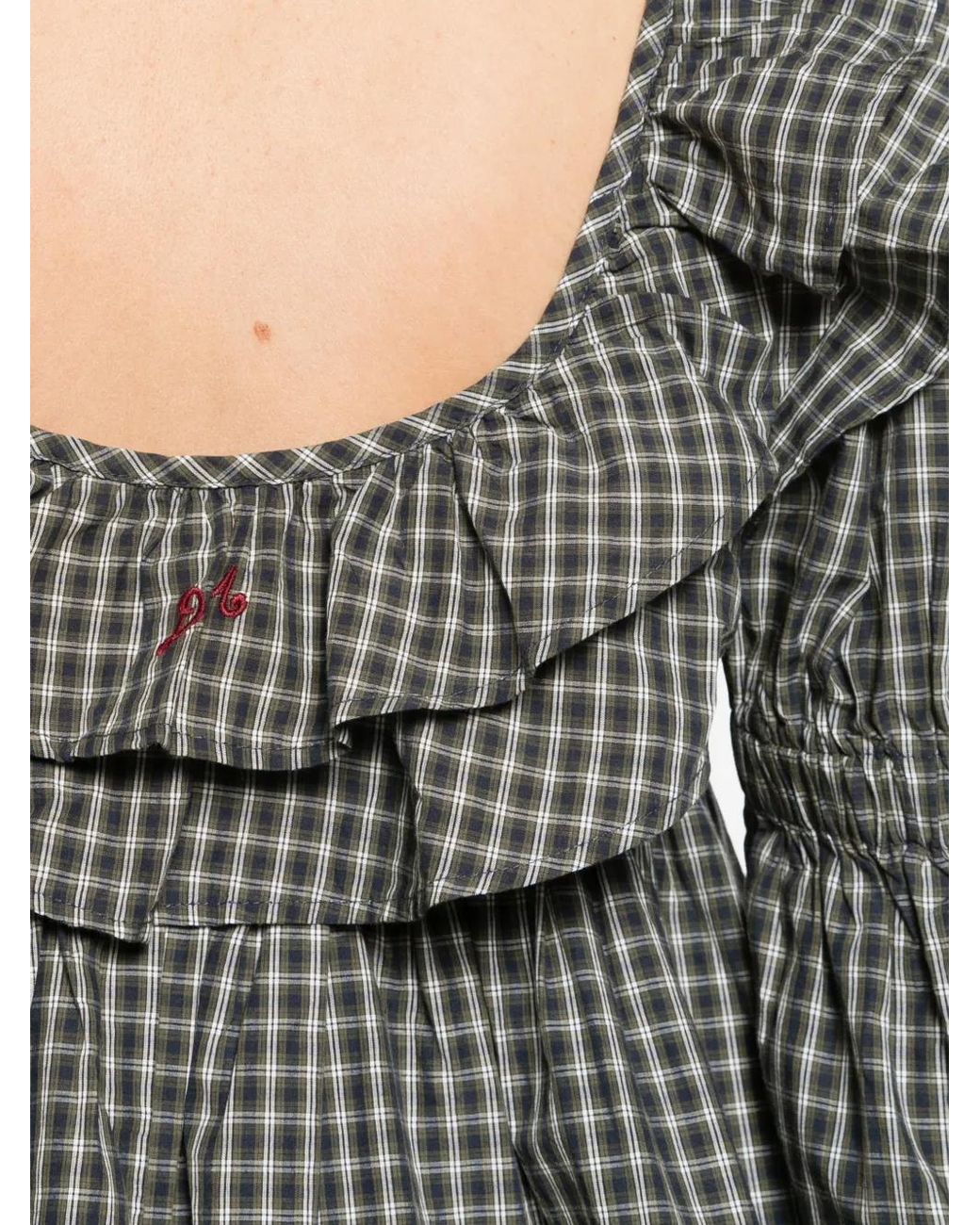 Damson Madder Gray Pheonix Ruffle Mini Dress Check