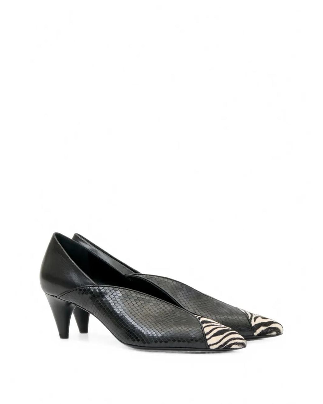 Isabel Marant Black Escarpins Ilou En Cuir De Python À Petit Talon