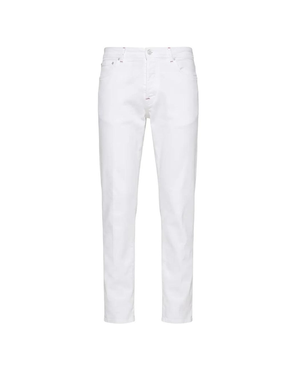 Kiton White Logo-Patch Jeans for men