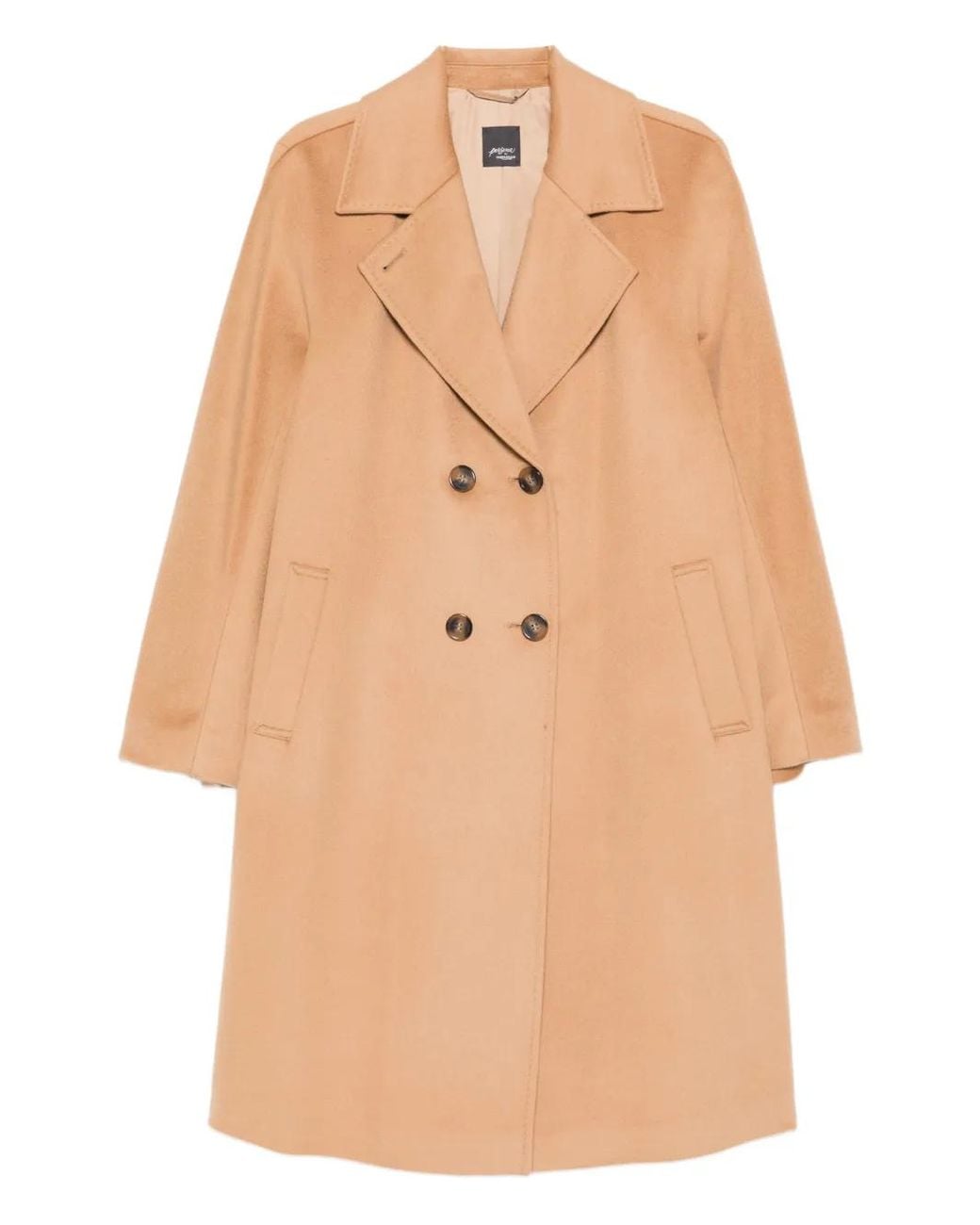 Marina Rinaldi Natural Buttoned Wool Coat