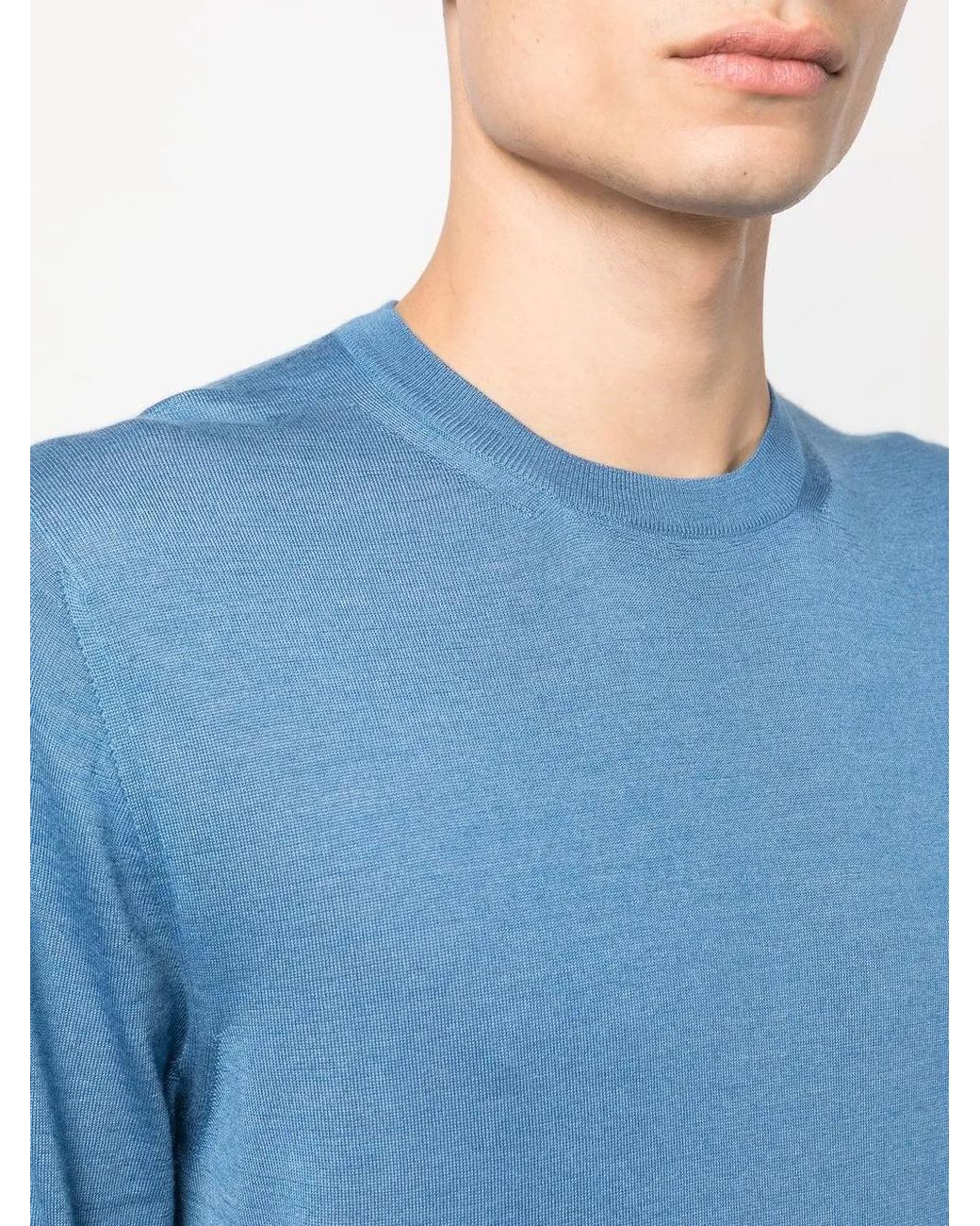 Fedeli Blue Crew Neck Jumper for men