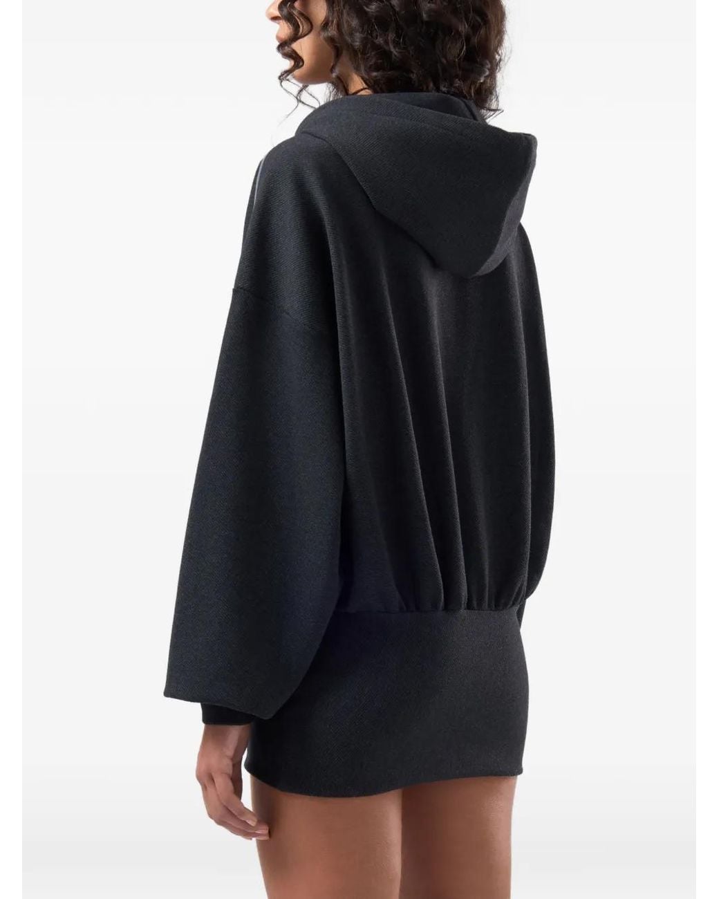 Gcds Black Logo-Patch Drawstring-Hood Mini Dress
