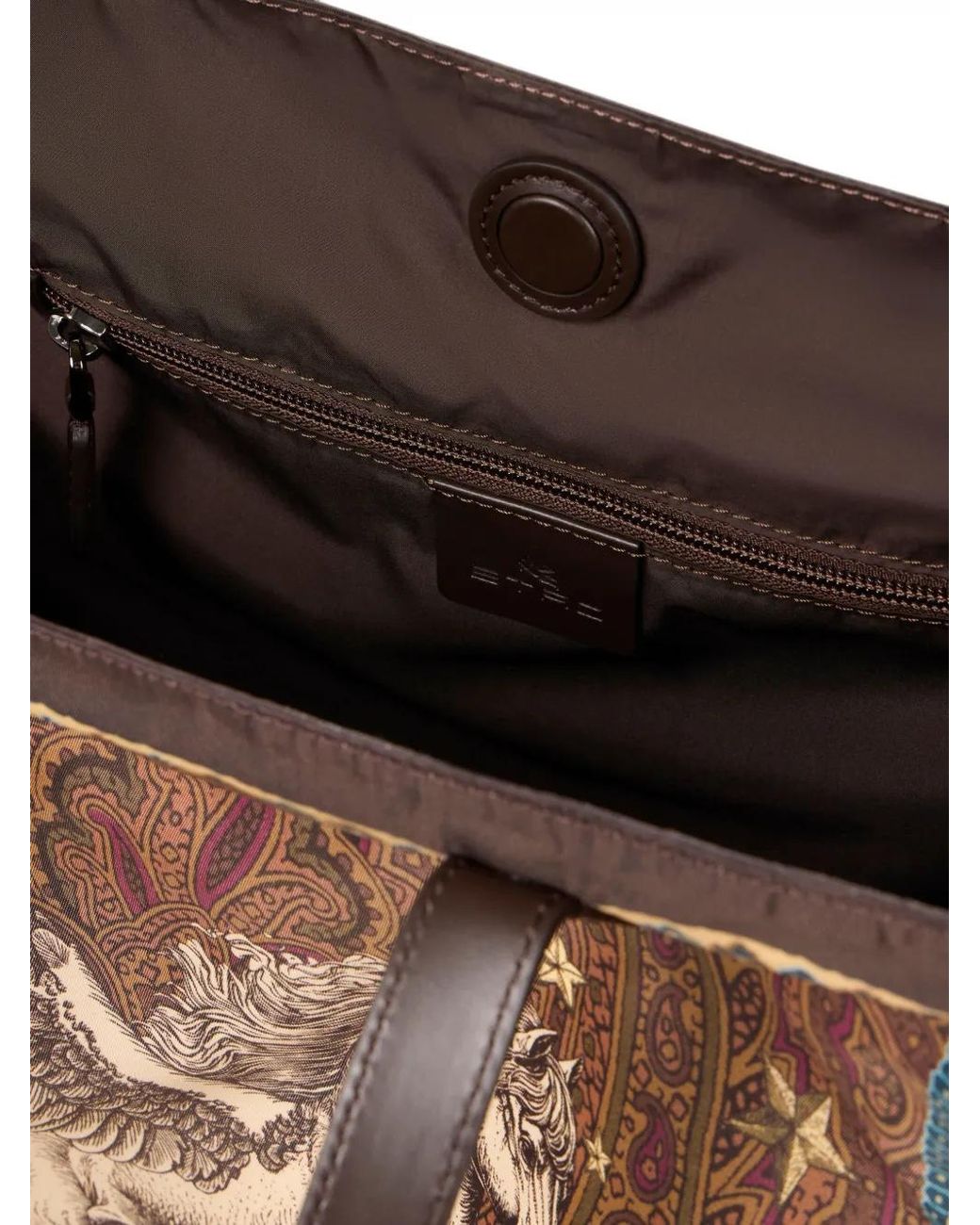 Etro Brown Nylon Tote Bag With Pegaso Print And Arnica Motif for men
