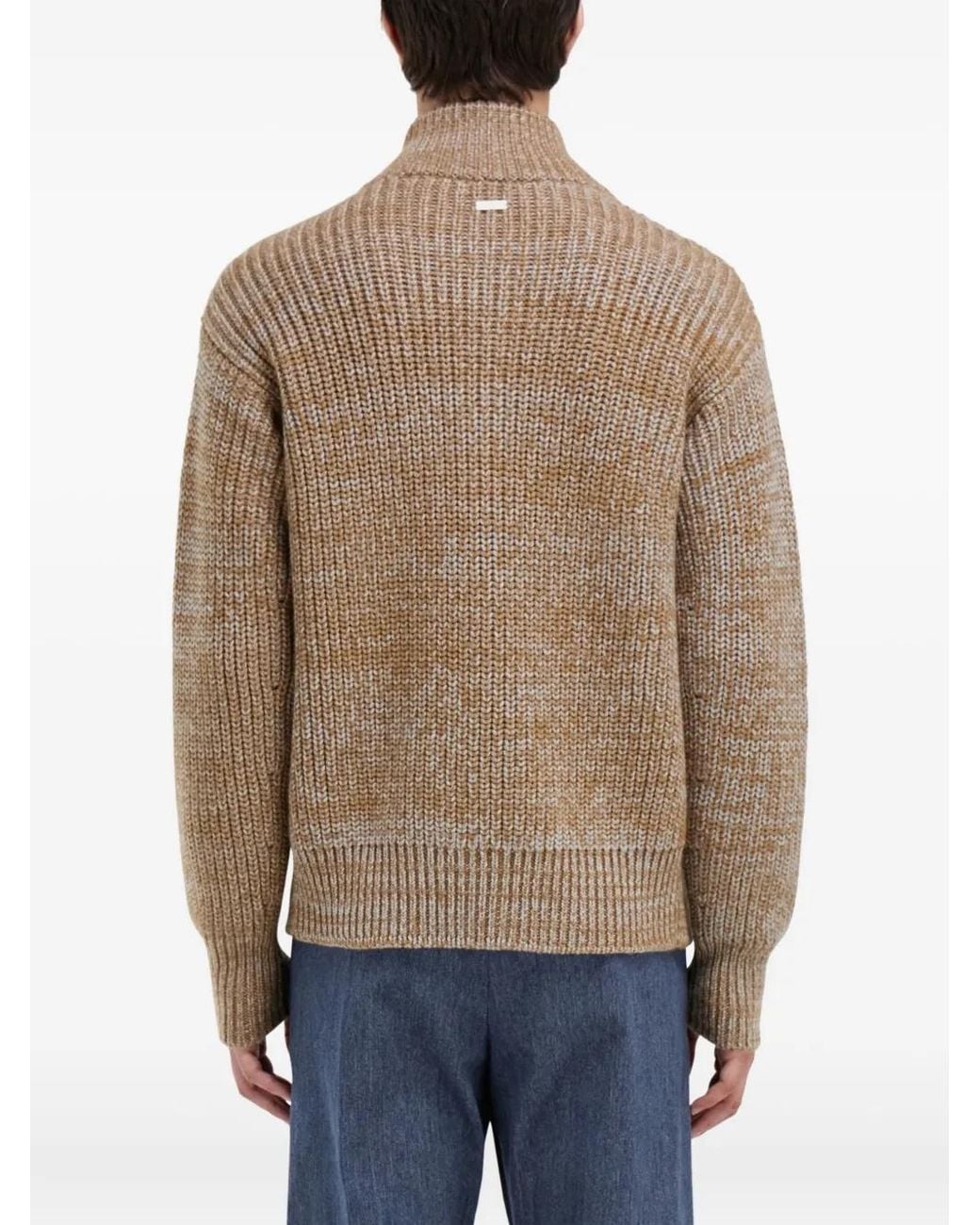 Ferragamo Brown High Neck Cardigan for men
