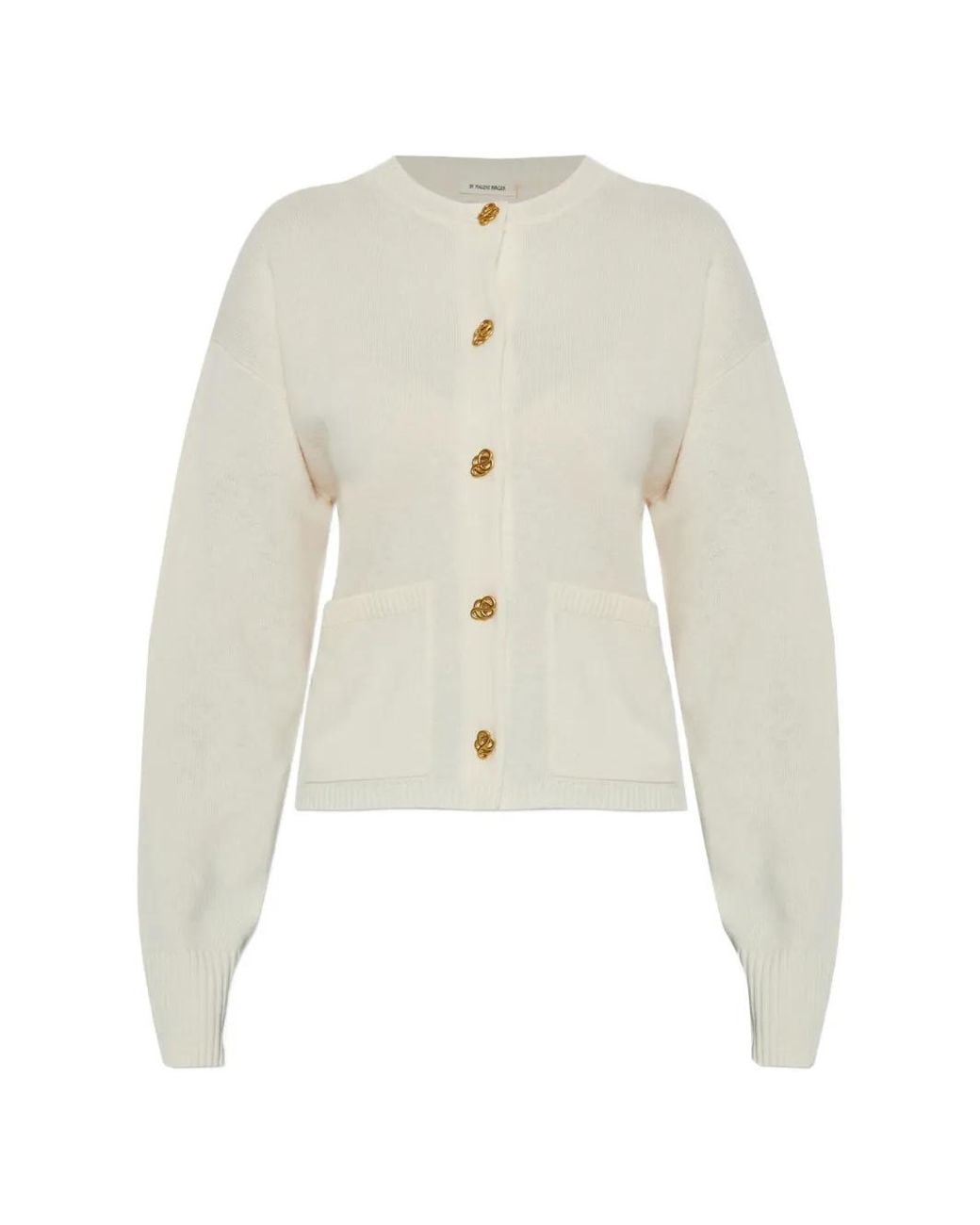 By Malene Birger White Cardigan Veronika À Boutons Décoratifs