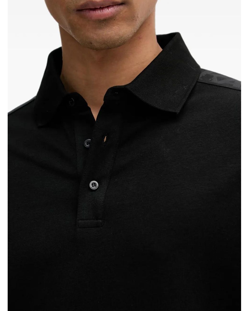 Karl Lagerfeld Black Logo-Tape Polo Shirt for men