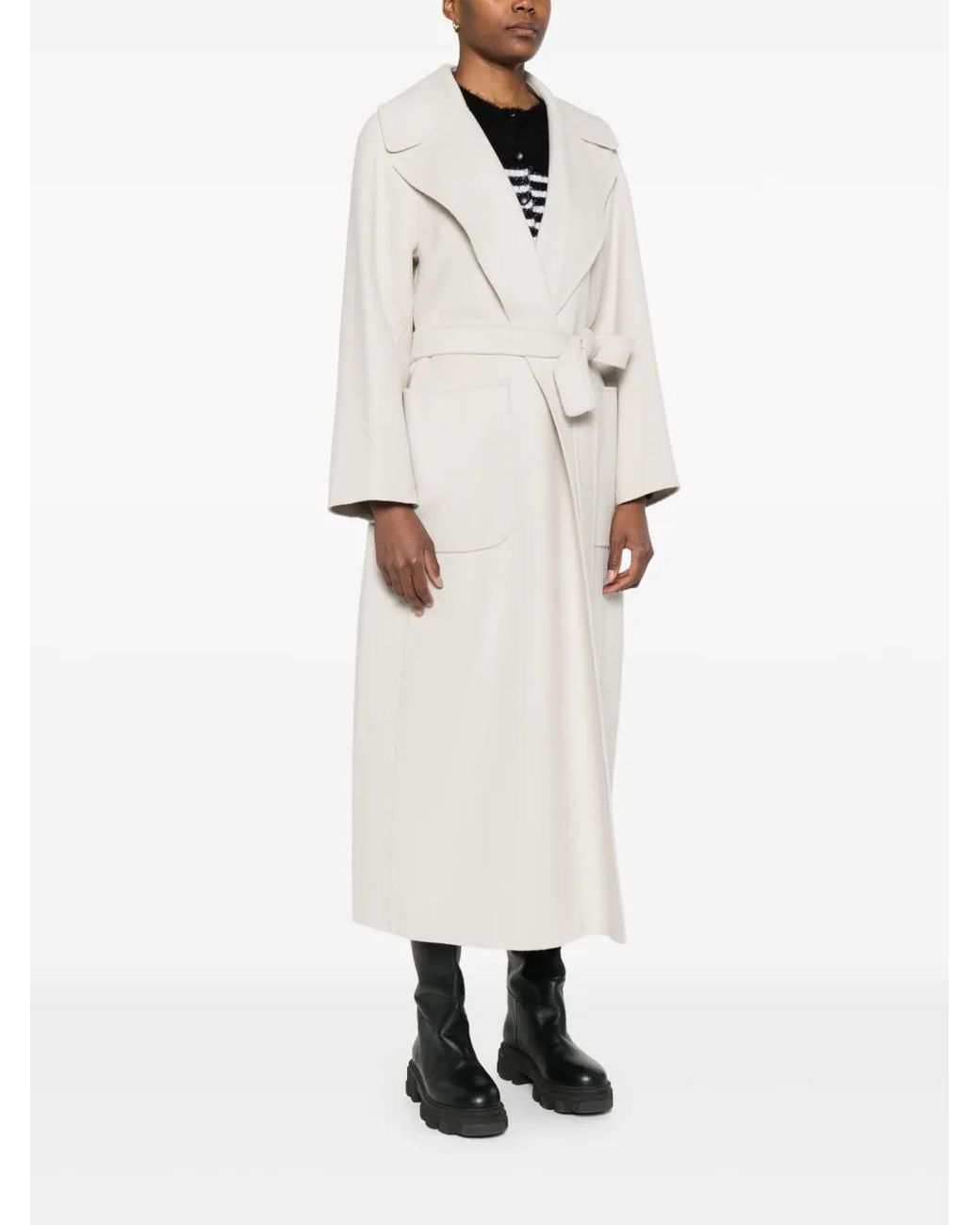 Max Mara White Virgin-Wool Coat