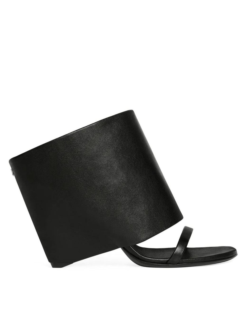 Courreges Black Oblique Sandals With Leather Heel