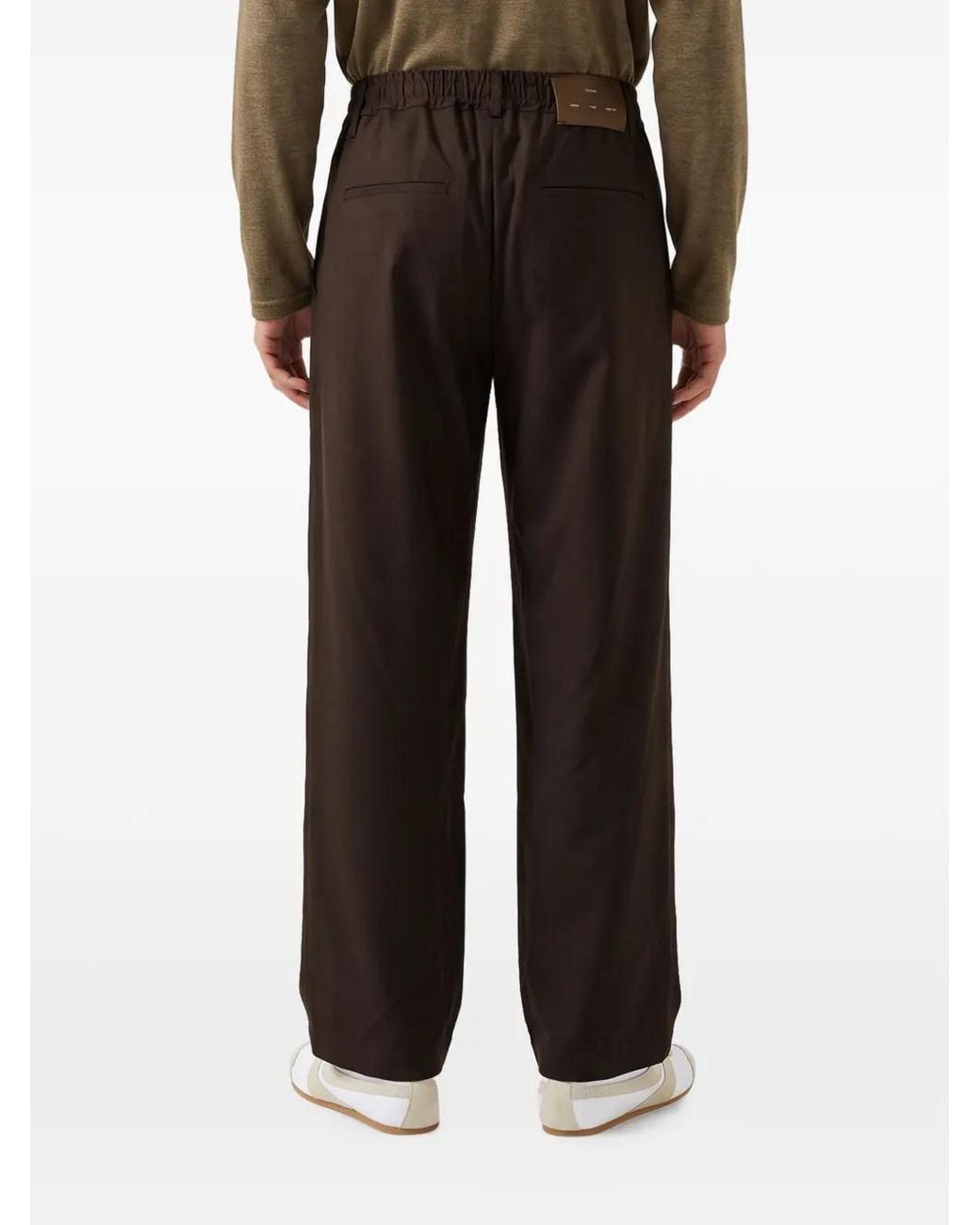 Song For The Mute Brown Loose Pin Stitch Trousers for men