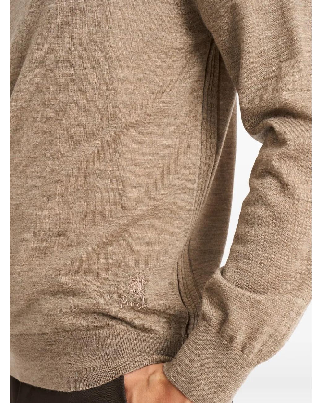 Pringle of Scotland Natural Crew Neck Merino Wool Sweater for men