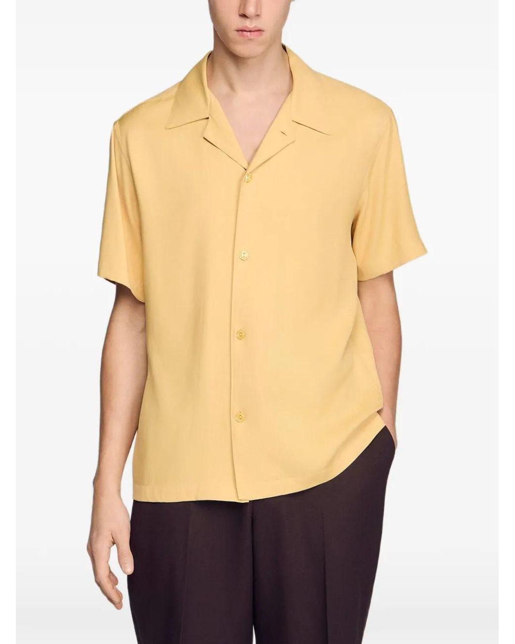 Sandro Natural Loose-Fit Shark Collar Shirt for men