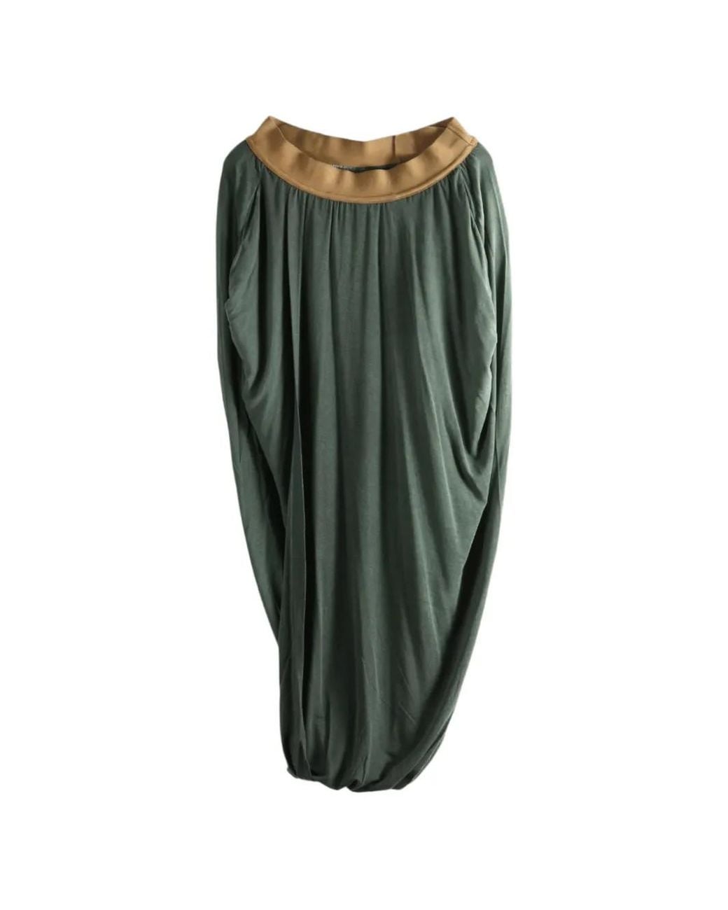 Uma Wang Green Draped Cocoon Midi Skirt