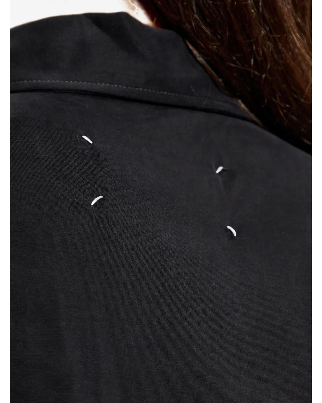 Maison Margiela Black Four Stitch-Detail Polo Top