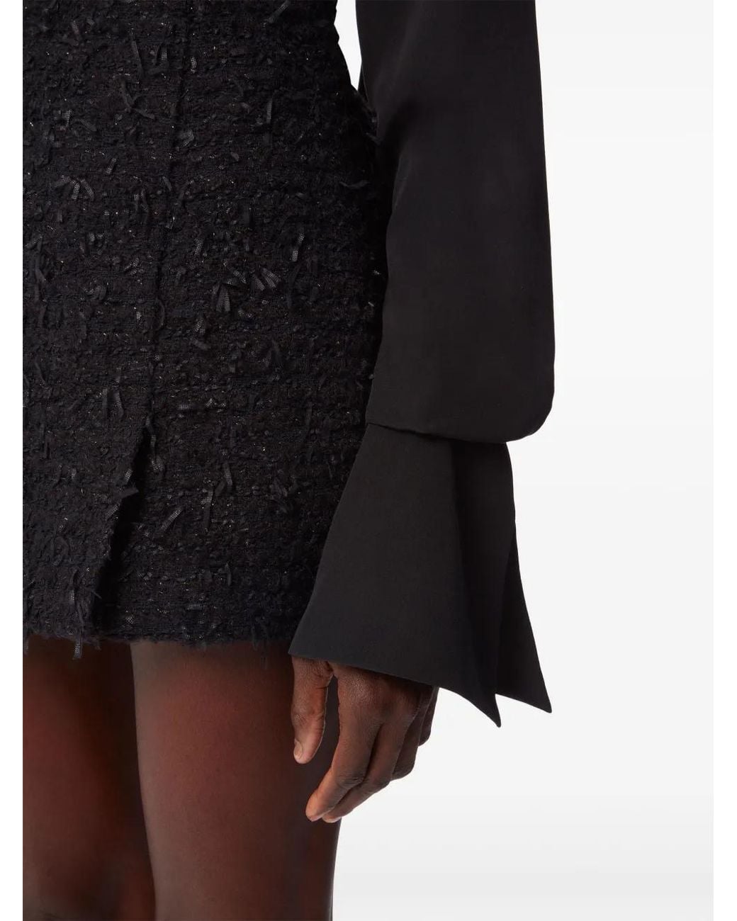 Nina Ricci Black Frayed Tweed Mini Skirt