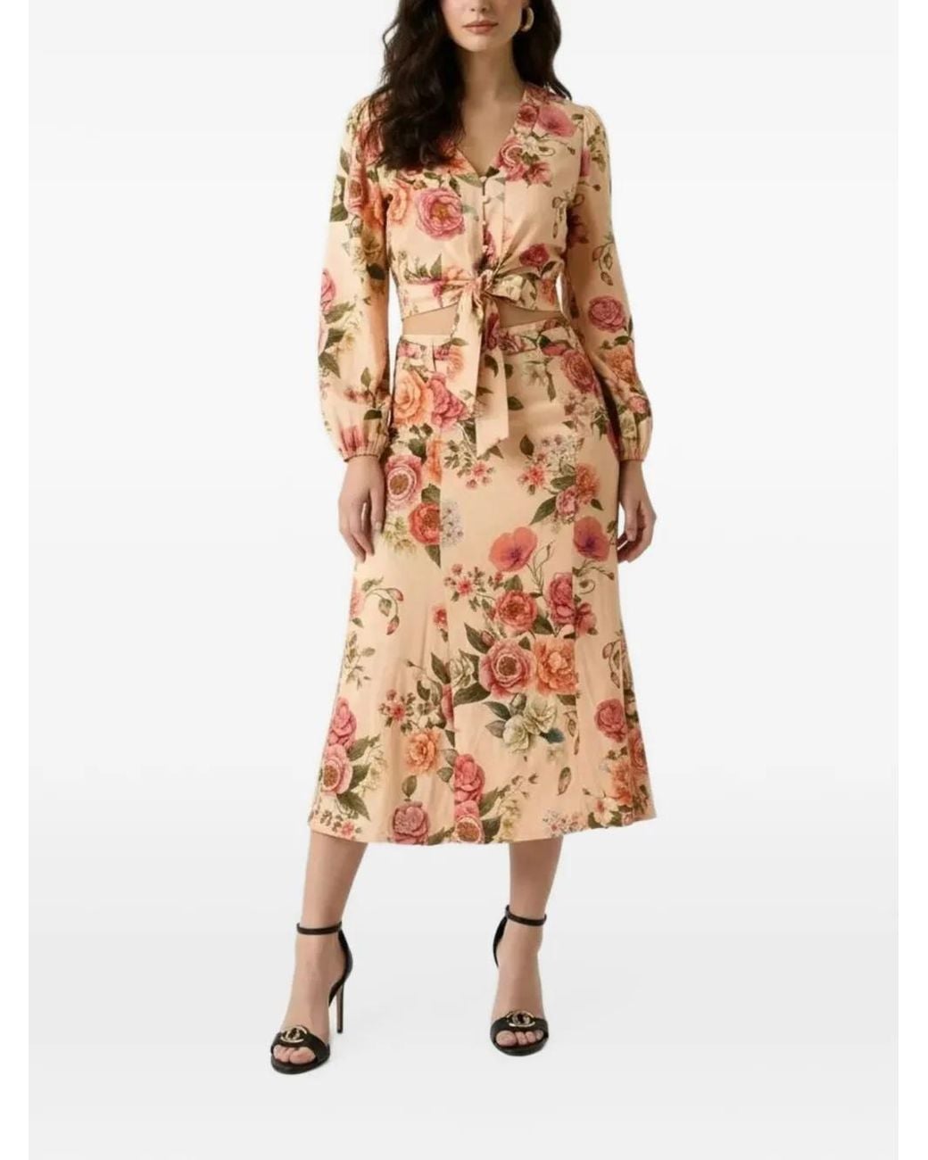 Guess White Ryan Linen Midi Skirt
