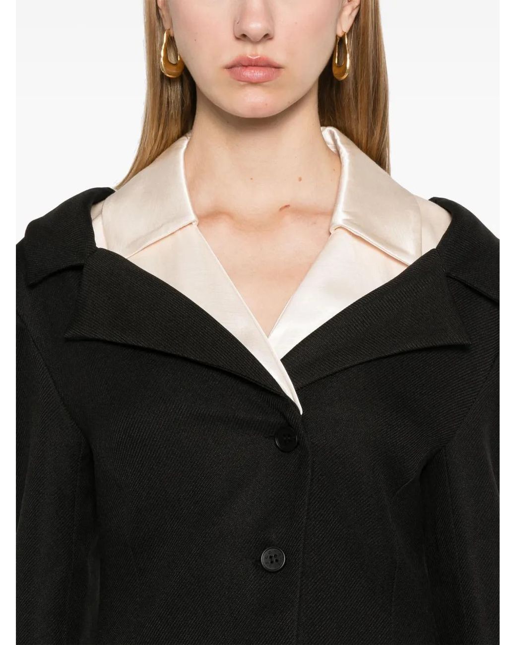 Stine Goya Black Double-Collar Tailored Jacket