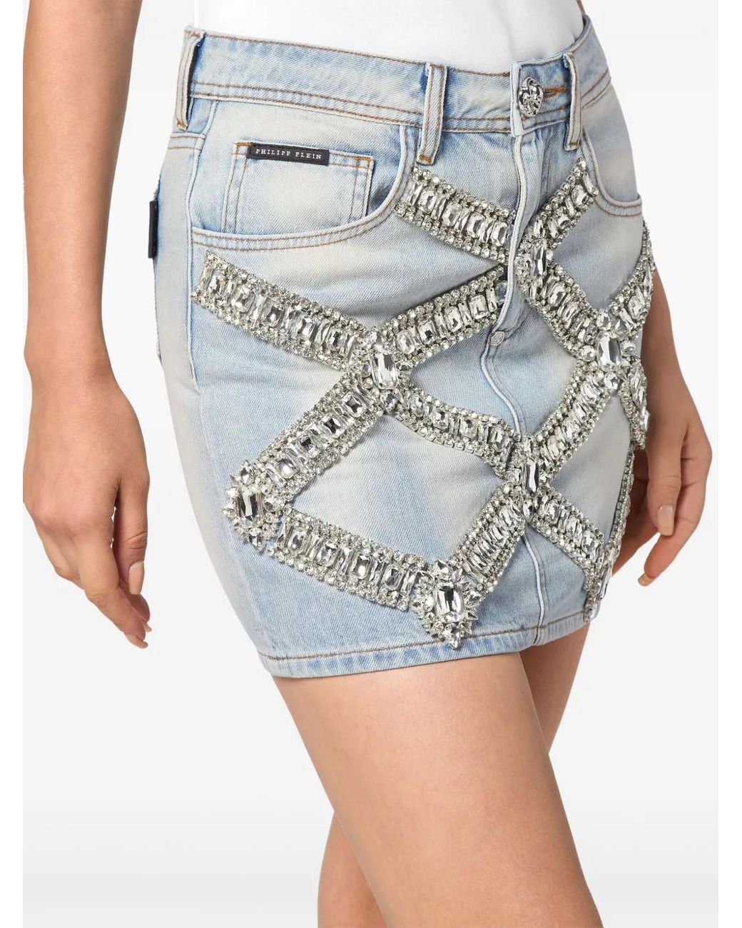 Philipp Plein Blue Mini Skirt