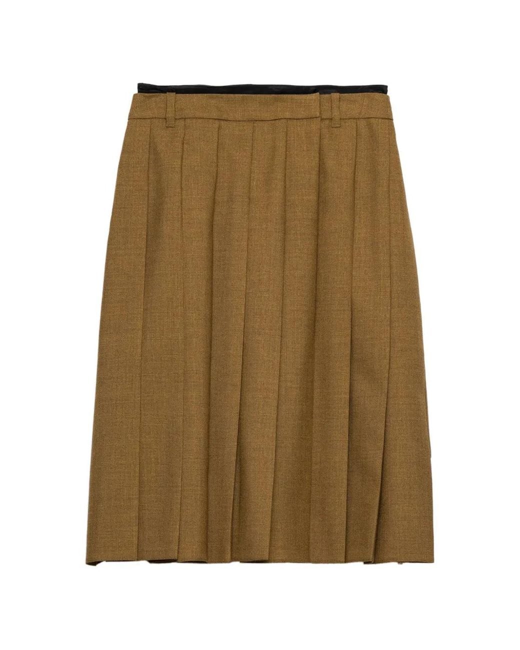 Prada Green Hopsack Midi-Skirt